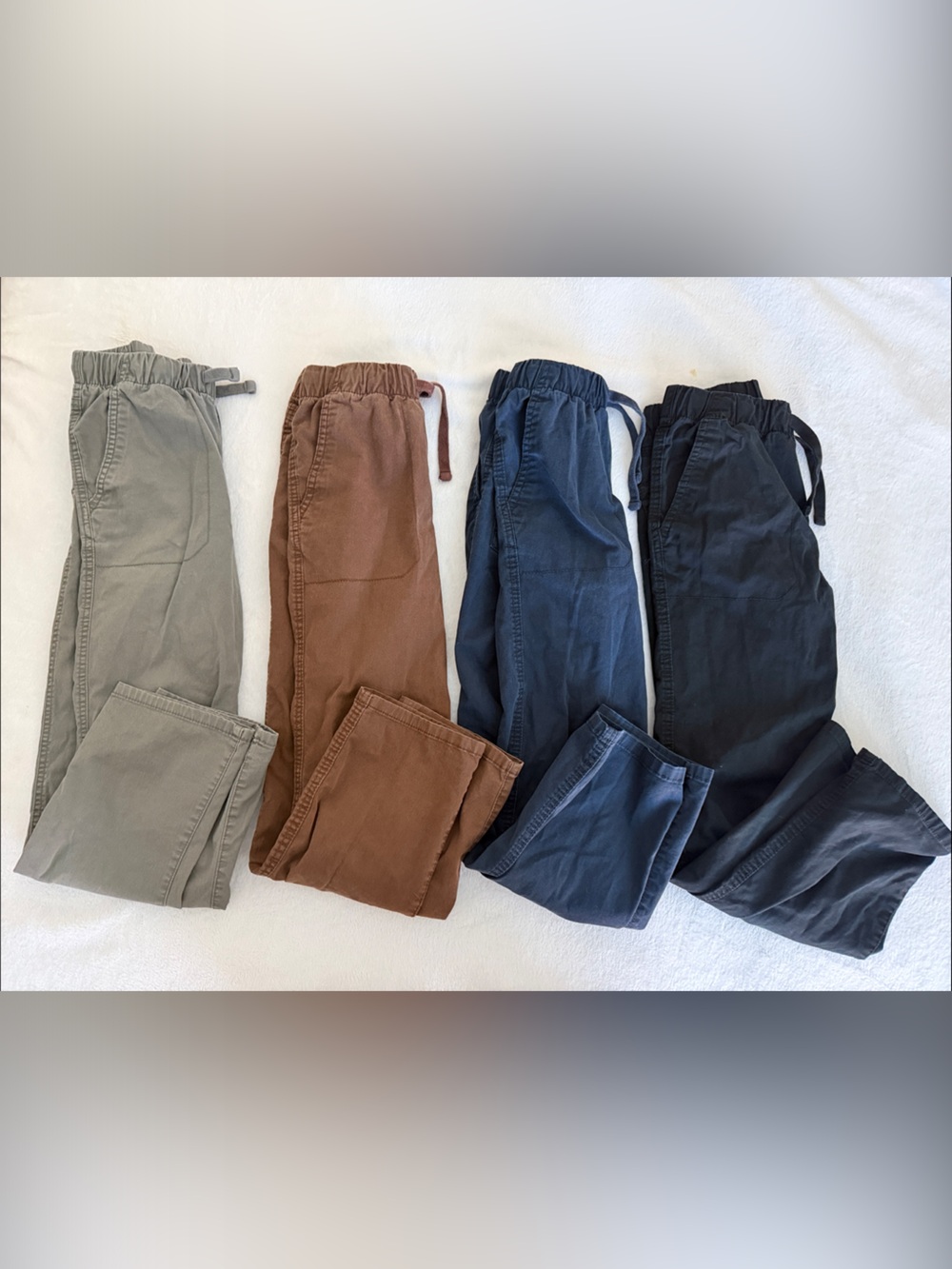 Lot of Kids Drawstring Straight-leg Pants in Olive, Brown, Blue and Black